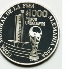 2005 Uruguay Large Silver Proof Soccer Germany $1000