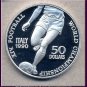 1990 Niue Large Proof Silver $50 World Cup Soccer Player Ball