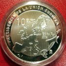 2002 Spain Large Silver Proof 10 euro European Presidency/Map