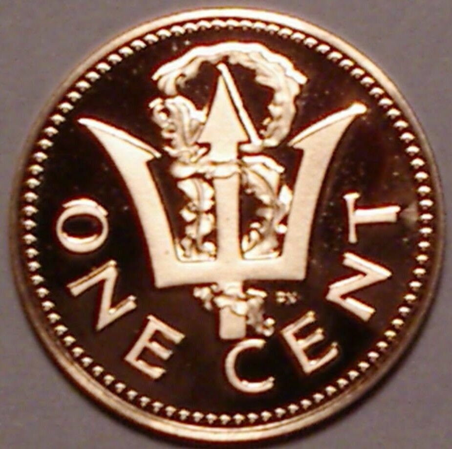1976 Barbados Proof 1 C Trident