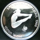 1987 S KOREA Large 1 OZ Silver Proof  10000 Won- Olympic Diver