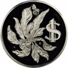 1974 Cayman Is Large Silver Proof $1 Flower/Bee