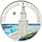 2013 Palau Large Proof Silver color $5 7 World Wonders-Alexandria Lighthouse