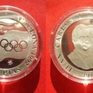 1991 Spain Large  silver Proof 2000 Pesetas-Olympic Flames/Rings Flag