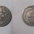 Rare 1844 B yr 14 Italy Papal States Vatican Silver 5 Baiocci