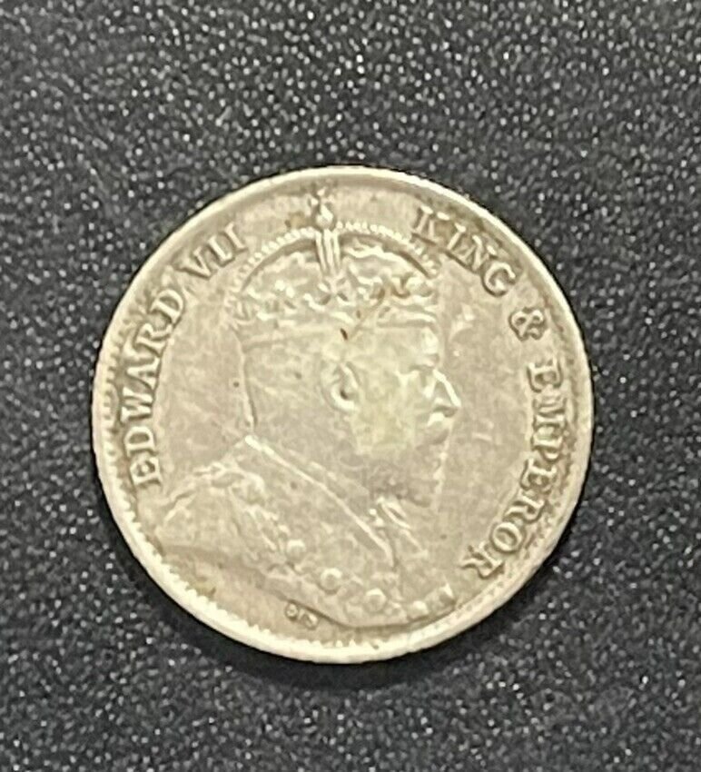 Rare 1902 Straits Settlements Silver 5 Cent