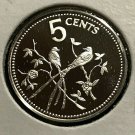 1978 Belize Sterling Silver Proof 5 cents-Birds- Fork-tailed flycatchers