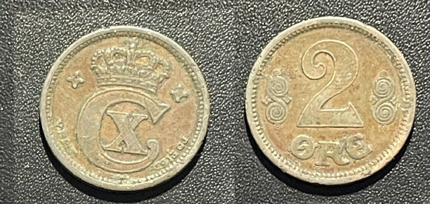 Rare 1913 Denmark 2 Ore