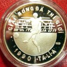 1989 Vietnam  Large Proof Silver 100 Dong-World Cup Soccer(Football)