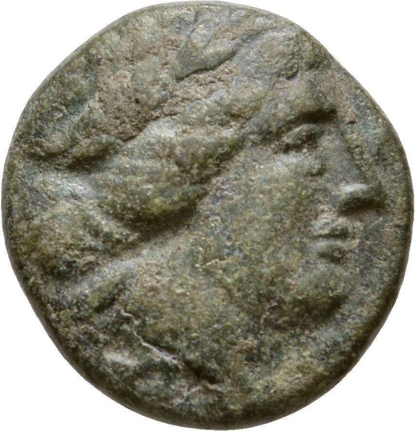 Ancient Greece 2 cent  BC Larissa THESSALY LEAGUE APOLLO ATHENA ITONIA AE