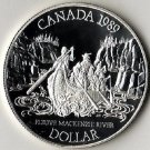 Canada 1989 Large Silver Proof $1-Canoe/Explorers Mackenzie River