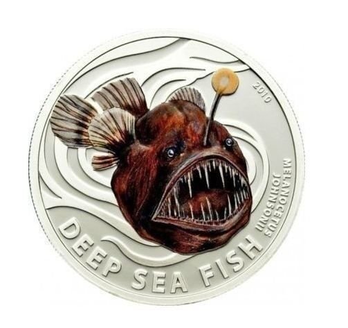 2010 Pitcairn  Color Proof Silver $2 Angler fish-Deep Sea