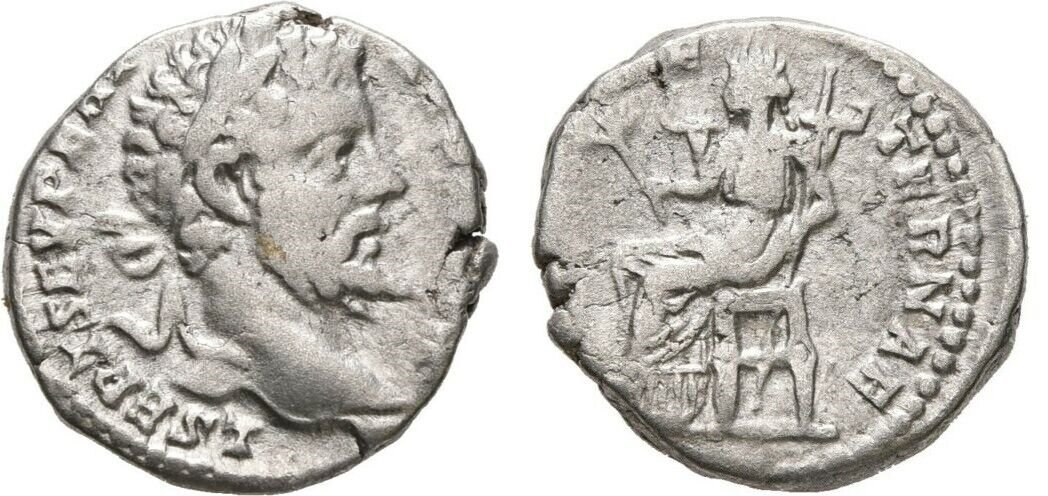 Ancient Rome AD 193-211 Septimius Severus AR Denarius Pax Branch AETERNAE