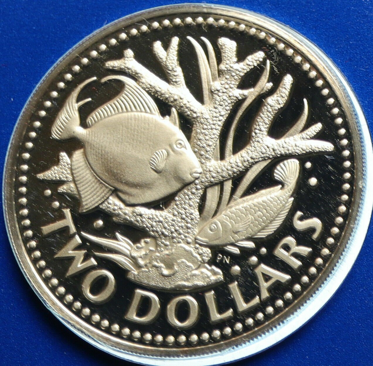 1973 Barbados Large Proof $2-Fish/Coral