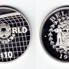 1994 Belize Large silver proof $10- World Cup Soccer USA