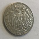 Scarce 1911 G Germany 25 Pf Nice