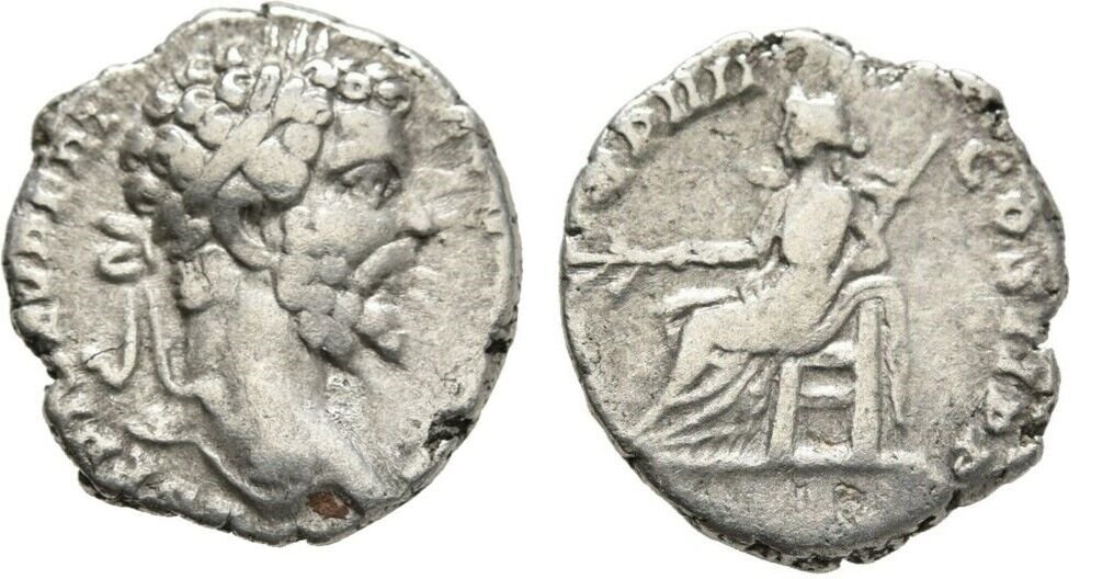 Ancient Rome AD 193-211 Septimius Severus AR Denarius Pax Branch Sceptre