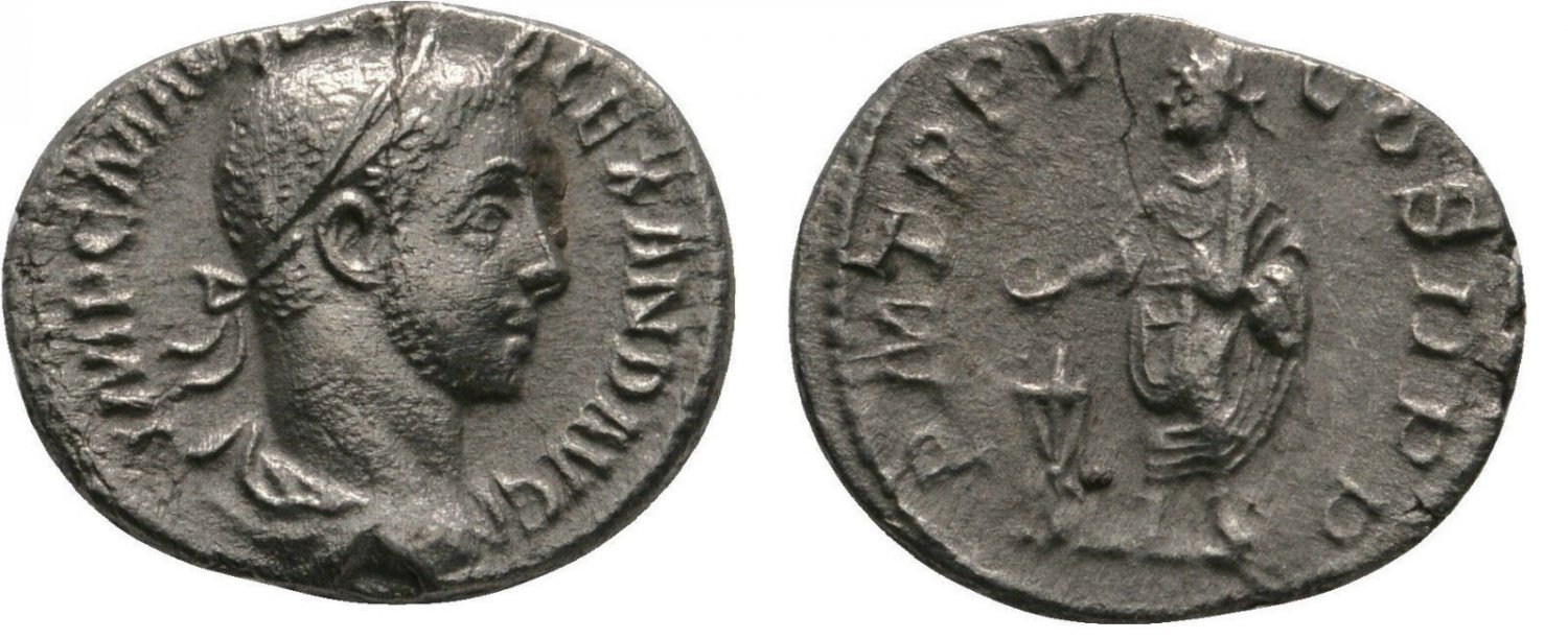 Ancient Rome Severus Alexander AD 226 SILVER Denarius EMPEROR TRIPOD