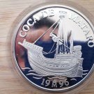 1996 Spain Large 42mm 1 OZ silver Proof 5 Ecu Coca DeMataro-Ancient Sailing Ship