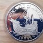 1996 Spain Large 42mm 1 OZ silver Proof 5 Ecu Coca DeMataro-Ancient Sailing Ship