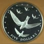 1977 Cook Is Large Silver Proof  5$ Swiftlet birds