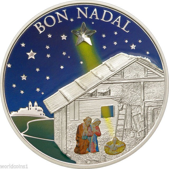 2011 Andorra Large Proof Silver color Crystal 5 Diners-Bon Nadal-New Year