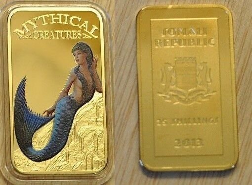Somalia 2013 Goldplated Color Rectangular 25 shilling-Mystical Creatures-Mermaid