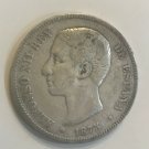 1875 DE-M Spain Large silver 5 pesetas-King Alfonso