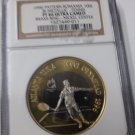 Rare 1996 Romania Bi-metal 100 L pattern Olympic Tennis NGC PF 66