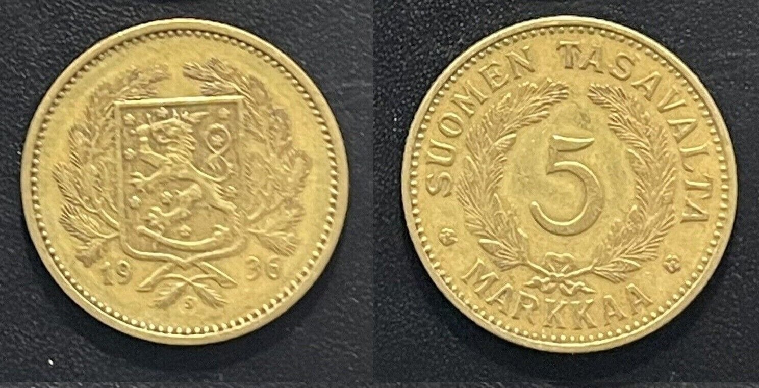 1936 Finland 5 Markkaa