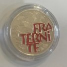 2001 France Large Silver Color Proof  1 Euro 6.559 fr Fraternete Hands