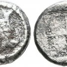 Ancient Greece ca 460  BC MACEDON AKANTHOS Tiny Silver Hemiobol Bull