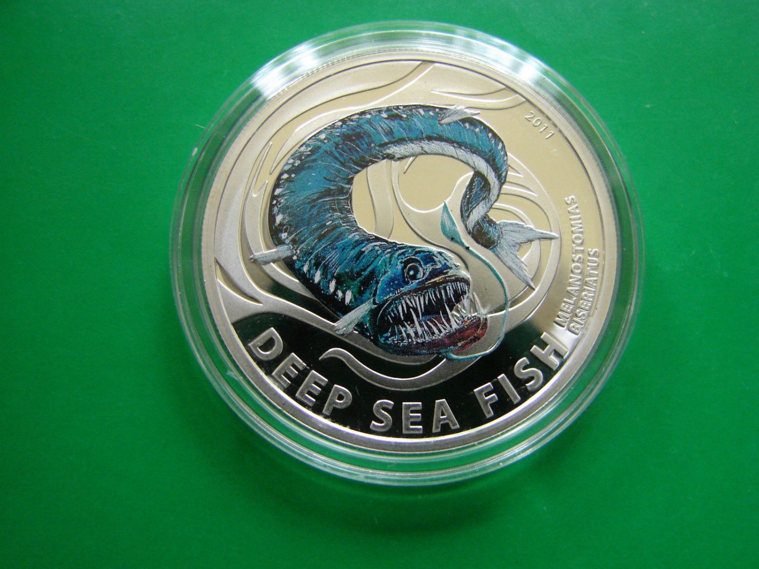 2011 Pitcairn  Color Proof Silver $2 Blue monster fish-Deep Sea