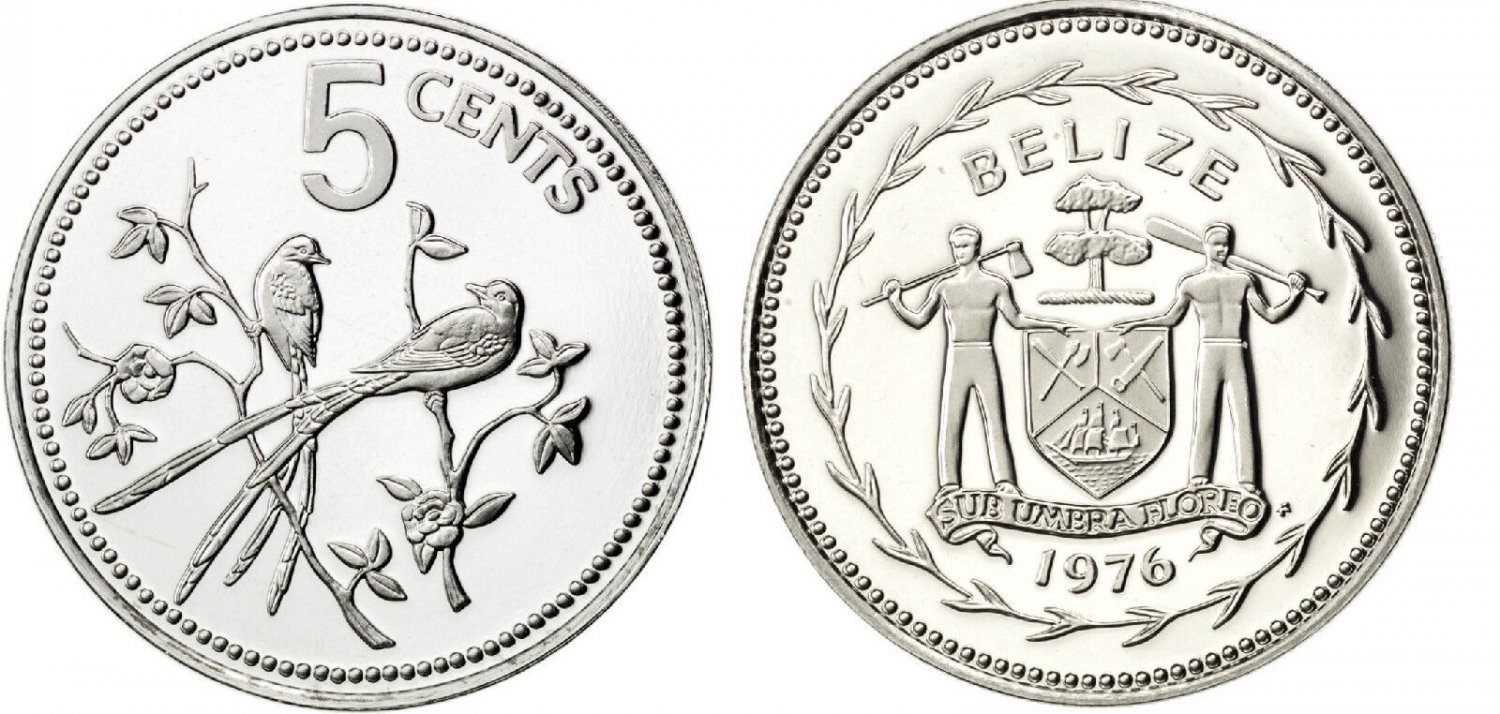 1976 Belize(Brit.Honduras) Sterling Silver Proof 5c-Fork Tailed Flycatcher Birds