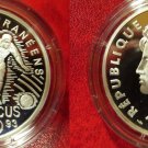 1993 France Large Silver Proof 100 fr/15 ecu Soccer(Football)/Liberty