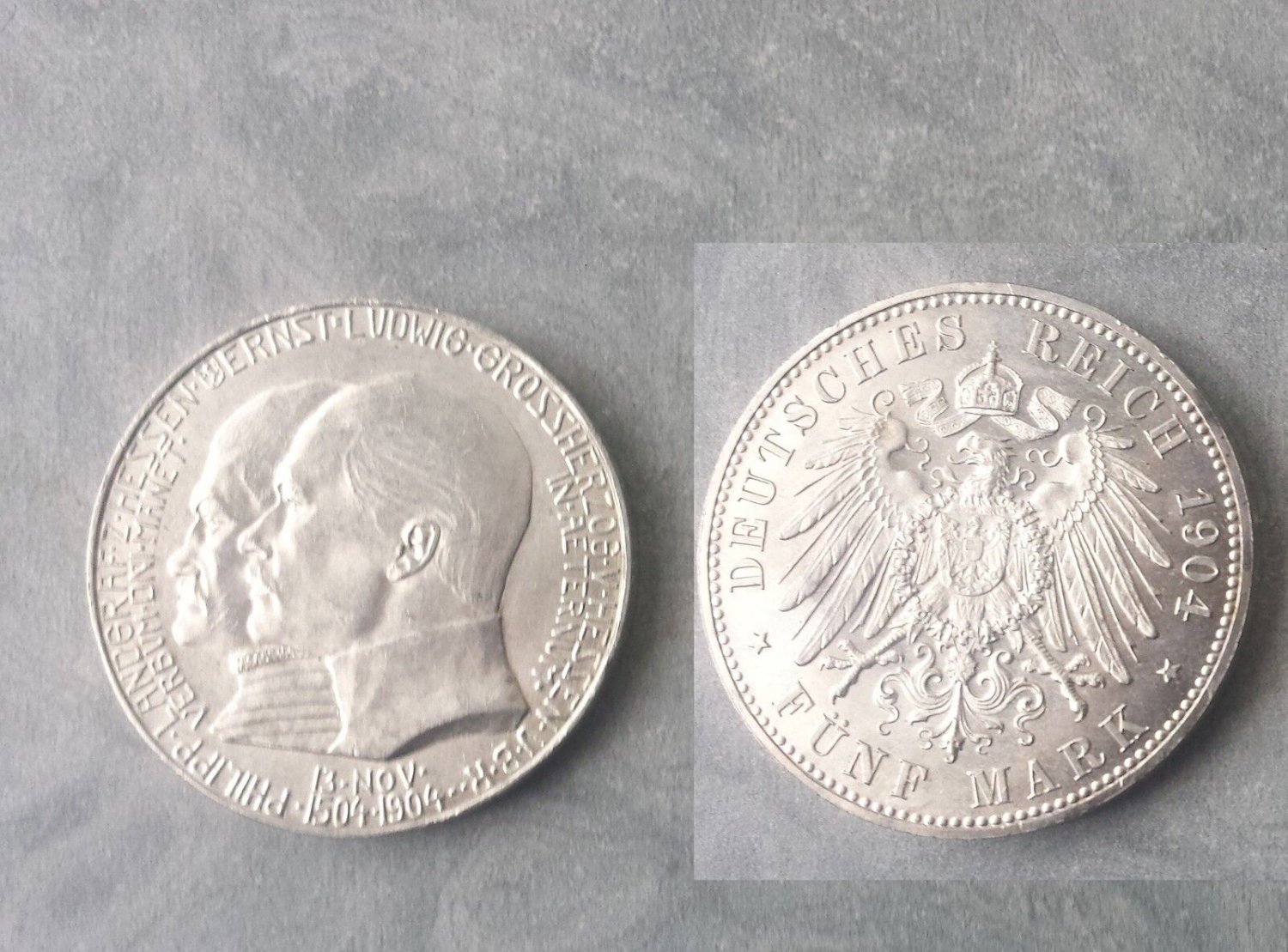 1904 Hesse (Germany) Large silver 5 Mark, NICE,Scarce
