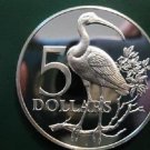 1971 Trinidad & Tobago Large Sterling Silver Proof $5-Birds-Scarlet Ibis