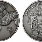 Rare 2013 Gabon antique .999 Silver 3 OZ 2000 Francs Snake Mintage 500