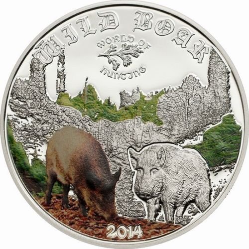 2014 Cook Is Large Silver Color Proof $2-Wild Boar