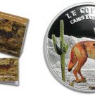 2013 Niger 1000 Francs Color Silver Proof  Coyote/Cactus -mintage 1000-Box