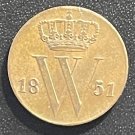 Scarce 1851 Netherlands 1/2 Cent-nice, AU+