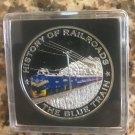 Rare Liberia 2011 Large Silver Color $5-History Railroads-Blue Train Nice Box