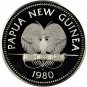 1980 Papua New Guinea Large Silver Proof 5 Kina -Birds-Eagle/paradise