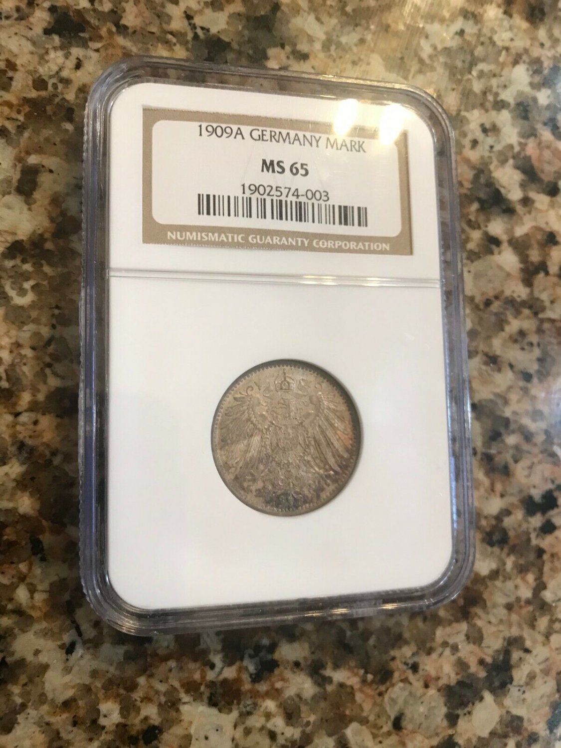 1909 A Germany Silver 1 Mark-NGC MS65