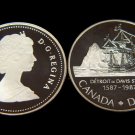 Canada 1987 Large Silver Proof $1-Sailing Ship Davis