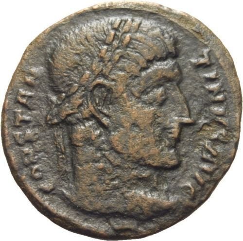 Ancient Rome 307-337 AD CONSTANTINE GREAT FOLLIS ALEXANDRIA Wreath VOT