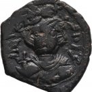 Ancient Byzantine 641- 668 CONSTANS II BEARD CONSTANTINOPLE GLOBE AE Follis #6