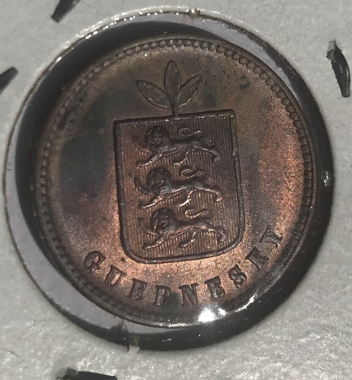 Rare 1858 Guernsey 2 Doubles-Nice