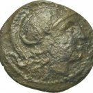 Ancient Greece 323-281 BC THRACE LYSIMACHOS Athena Helmet Lion forepart small AE