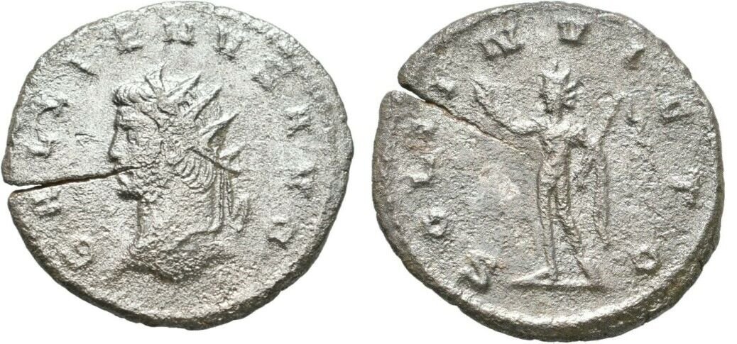Ancient Rome AD 253-268 Antioch GALLIENUS Billon ANTONINIANUS Sol Whip